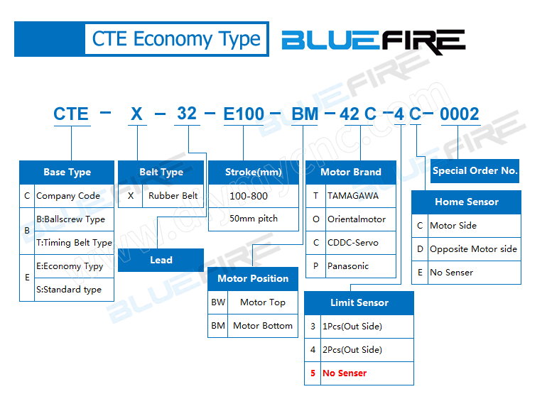 BLUEFIRE CTE Economic Type(Timing Belt) Linear Axis Robot